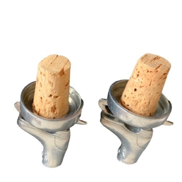 Metal Ice Skate Bottle Stopper Decorative Wine Bottle Stopper Comes in a Pair - Picture 3 of 11
